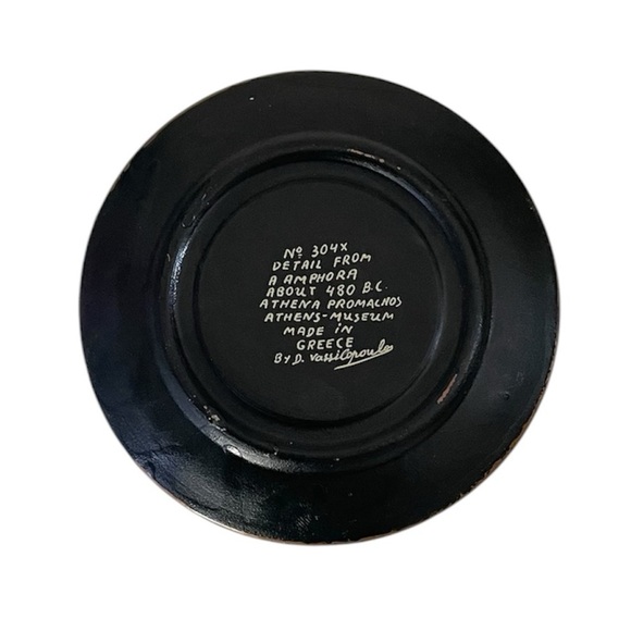 Vintage Black Miniature Greek Mythology Ceramic Collectible Plate Made in Greece - Picture 4 of 14